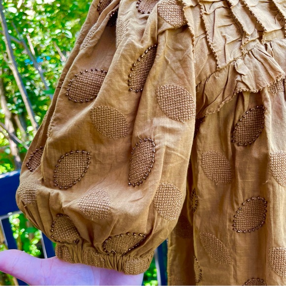 NWOT Anthropologie beaded blouse by Let Me Be / size 4 P / 100% cotton - Picture 3 of 7